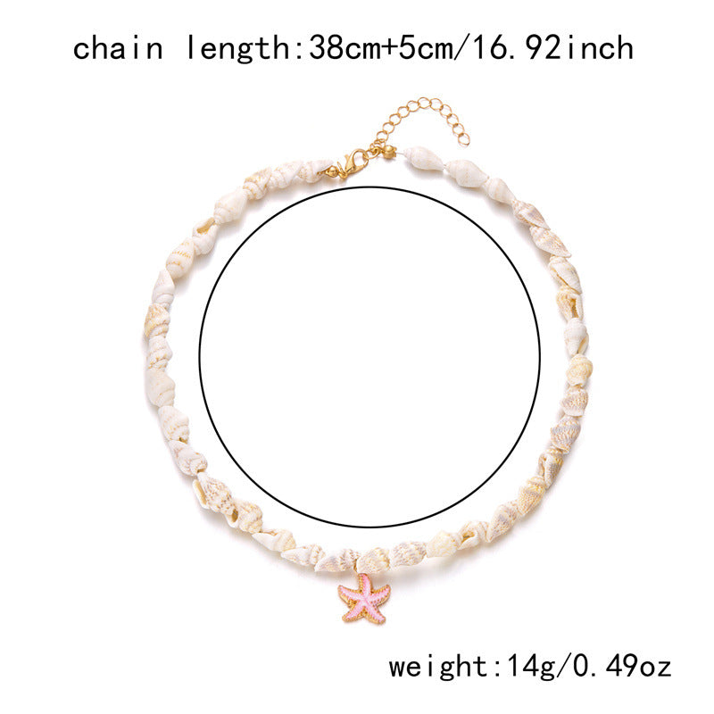 Wholesale Bohemian Summer Dopamine Conch Shell Starfish Necklace